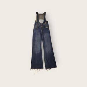 Vintage Y2k Seductions dark wash long flare overalls with waistcoat vest vibes